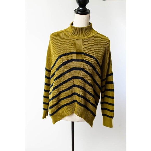 Foil womens S green striped sail signs sweater merino blend oversize - Picture 1 of 6